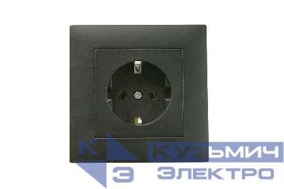 Розетка 1-м Karea RIZZ STAR с заземл. чер. Makel 88054028