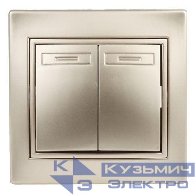 Переключатель 2-кл. СП Plano 1-107-04 10А 250В IP20 шампань Intro Б0053808