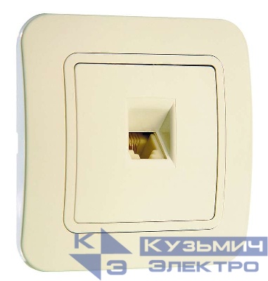 Розетка телефонная 1-м СП Lillium 16А IP20 евро стандарт крем./крем. Makel 70214