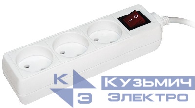 Удлинитель 3х3м без заземл. 10А IP20 УЗК 2P 250В ПВС 2х0.75 с выкл. IEK WYP10-06-03-03-K-N