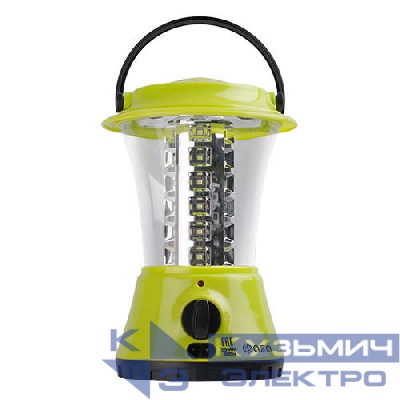Фонарь аккумуляторный кемпинговый AccuF5-L36-gn 36SMD 2 режима: 100проц. 2ч/10проц. 16ч аккум. 1.6А.ч индикатор зарядки диммер зел. ФАZА 2851000