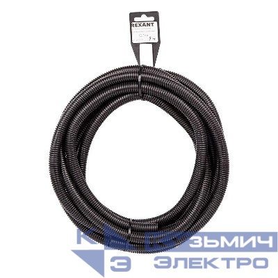 Труба автомобильная гофрированная ПП разрезная d12.7мм черн. (уп.5м) Rexant 15-1305