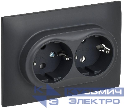 Розетка 2-м SKANDY 16А с заземл. без защ. шторок в сборе SK-R08T титан IEK SK-R21-16-K48-F