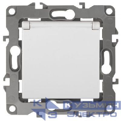 Розетка 1-м СП Эра12 12-2003-01 16А IP20 250В 2P+E Schuko защ. шторки защ. крышка без лапок механизм бел. Эра Б0038806