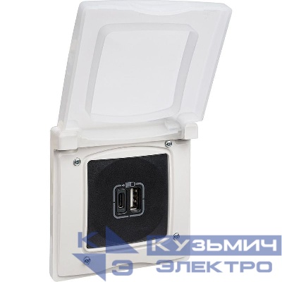 Устройство зарядное Etika с 2-мя USB разъемами A и C 240В/5В 3000мА антрацит IEK 672636