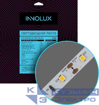 Лента светодиодная 93 525 СДЛ-2835CW60-4.8-CRI80-IP20-24V (уп.5м) INNOLUX 93525