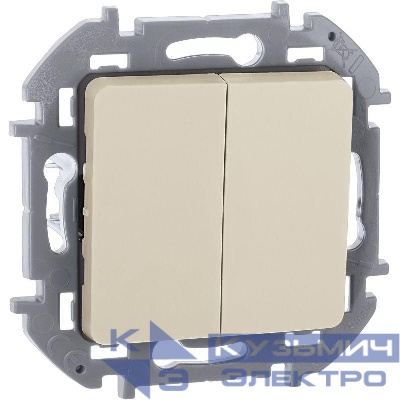Выключатель 2-кл. Inspiria 10А IP20 250В 10AX механизм сл. кость IEK 673621