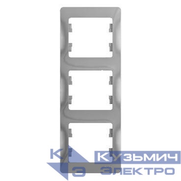 Рамка 3-м Glossa вертикал. алюм. SE GSL000307