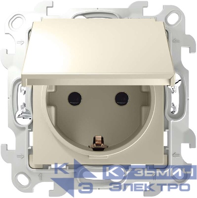Розетка 1-м СП Simon 24 16А IP44 2P+E Push&Go механизм сл. кость Simon 2420448-031