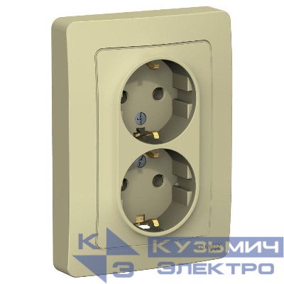 Розетка 2-м СП Blanca 16А IP20 250В с заземл. без защ. шторок беж. SE BLNRS001027