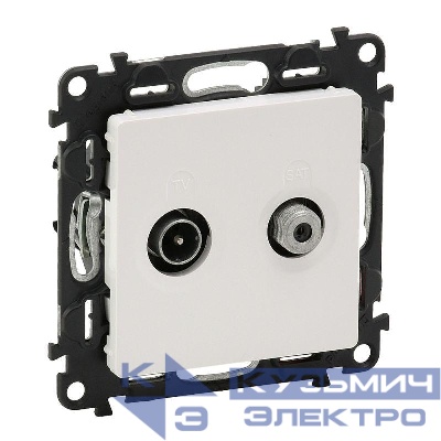 Розетка телевизионная проходная TV/SAT 2-м Valena Life 1.5дБ/14дБ 5-862МГц/950-2400МГц с лицев. панелью механизм бел. Leg 753463