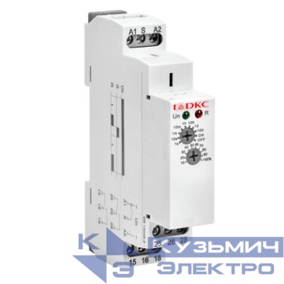 Реле времени задержка выключения конфигурация контакта 2CO AС/DC 12-240В DKC DRM-TB-2-240
