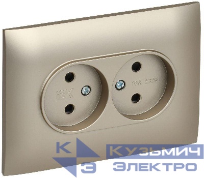 Розетка 2-м SKANDY 10А без заземл. защ. шторки в сборе SK-R09Sh шампань IEK SK-R23-10-K37-F