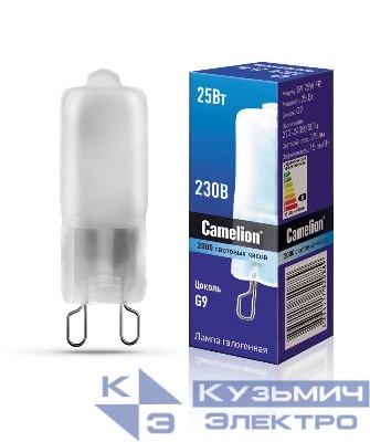 Лампа галогенная 25Вт капсульная матовая G9 2850К 240В Camelion 5558