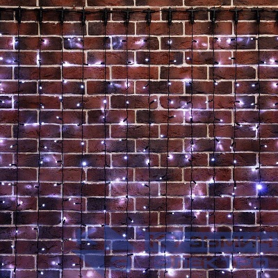 Гирлянда светодиодная "Светодиодный Дождь" 2х6м 768LED бел. 90Вт 230В IP65 постоян. свечение провод черн. (нужен шнур питания 303-500) Neon-Night 235-165
