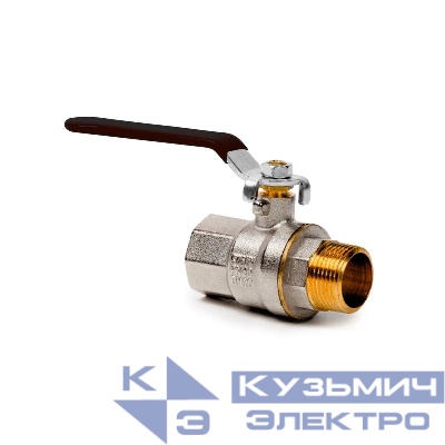 Кран шаровой ручка рычаг латунь внутр./наружн. резьба 1/2дюйм PN40 никель (инд. упак.) RTP 34888