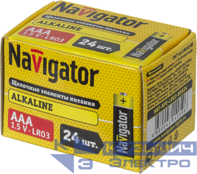 Элемент питания алкалиновый AAA/LR03 14 059 NBT-NPE-LR03-BOX24 (уп.24шт) Navigator 14059