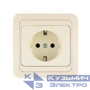 Розетка 1-м СП Mimoza 16А IP20 с заземл. крем./крем. Makel 25028