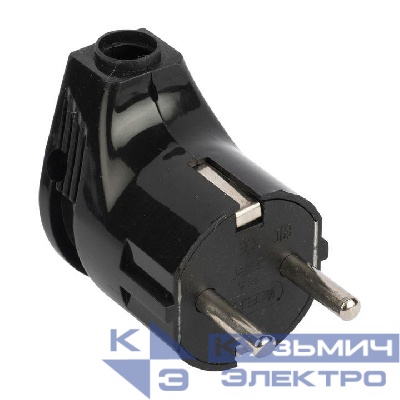Вилка угловая 16А 250В с заземл. черн. EKF AVY16-30