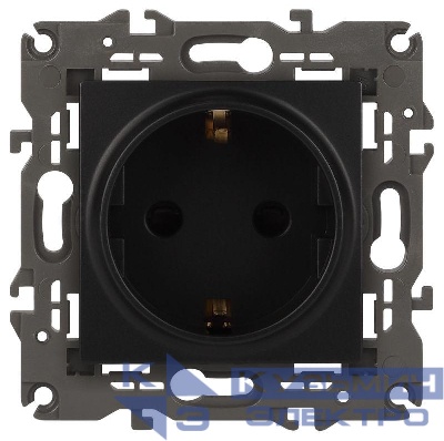 Розетка 1-м СП Эра Elegance 14-2102-05 16А IP20 16AX 250В 2P+E Schuko защ. шторки антрацит Эра Б0034276
