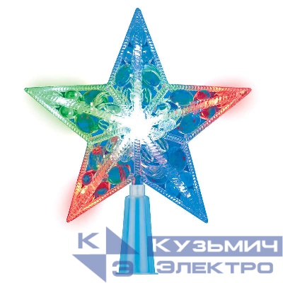 Украшение светодиодное для елки ULD-H1516-010/DTA MULTI STAR "Звезда" 15см 10 светодиодов разноцвет. провод прозр. Uniel UL-00005491