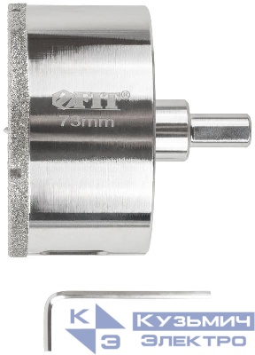 Коронка кольцевая алмазная по керамограниту камню и кафелю 73х70мм с центровочным сверлом FIT 16227