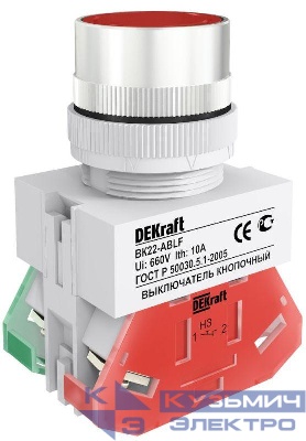 Выключатель кнопочный ABLF ВК-22 d22мм 220В красн. DEKraft 25014DEK