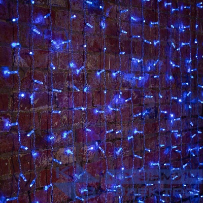 Гирлянда светодиодная "Светодиодный Дождь" 2х1.5м 192LED син. 14Вт 230В IP65 постоян. свечение провод прозр. Neon-Night 235-303-6