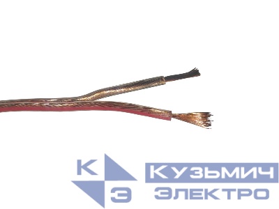 Кабель акустический 2*0.50мм2 (28*0.15мм) CCA, 100м, пластиковая катушка, прозрачный NETKO Optima