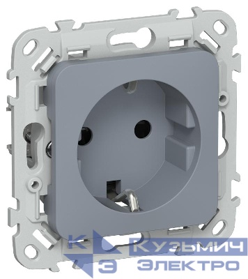 Розетка СП FLITE РСш11-1-ФлМ 16А с заземл. с защ. шторками безвинтовое крепление механизм маренго IEK FI-R14-16-1-K35