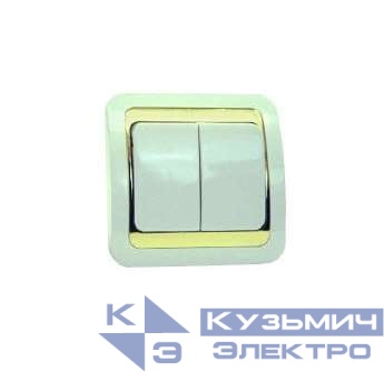 Выключатель 2-кл. СП Mimoza 10А IP20 бел./зол. Makel 12203