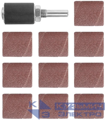 Бандаж наждачный и барабан наждачный набор 10+1шт FIT 36914
