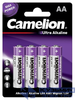 Элемент питания алкалиновый AA/LR6 1.5В Ultra BL-4 (уп.4шт) Camelion 14984