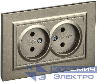 Розетка 2-м СП BRITE РС12-2-БрШ 10А в сборе без заземл. без защ. шторок шампань IEK BR-R20-10-K37-F