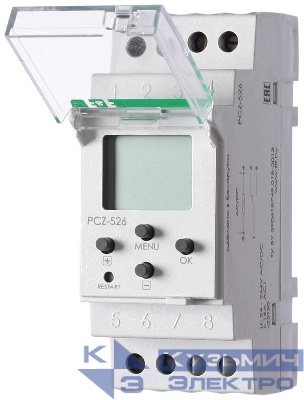 Реле времени астрономическое PCZ-526 16А 24-264В AC/DC 1п IP20 1 канал коррекция вр. включ./выключ. ночной перерыв годов. программа монтаж на DIN-рейке F&F EA02.002.009