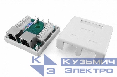 Розетка компьютерная 2-м ОП SB1-2-8P8C-C5e-SH-WH RJ45 (8P8C) кат.5E экранир. Dual IDC Hyperline 430233