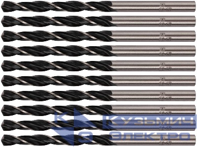 Сверло по металлу HSS черненые 5.0х86мм (уп.10шт) FIT 33550