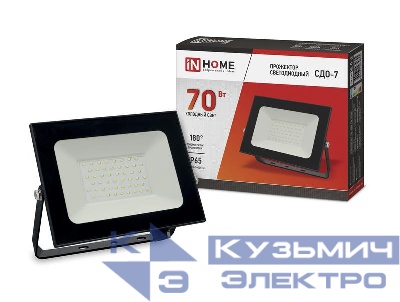 Прожектор светодиодный СДО-7 70Вт 6500К IP65 6300лм 230В черн. IN HOME 4690612034645