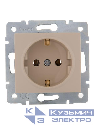 Розетка 1-м СП Karina с заземл. термопласт механизм крем. LEZARD 707-0388-122B