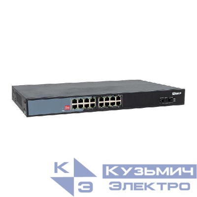 Коммутатор неуправляемый промышленный U-2GX/SFP-16GTP-R 2 порта 1000Base-X SFP 16 портов 10/100/1000Base-T(X) RJ45 c PoE монтаж в 19" стойку TSX EKF TSX-U-2GX/SFP-16GTP-R