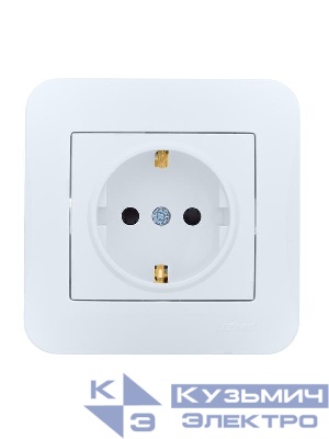 Розетка 1-м СП ASTI 16А IP20 с заземл. защ. шторки термопласт в сборе бел. LEZARD 7081-0202-124B