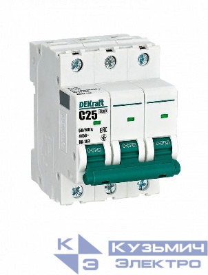 Выключатель автоматический модульный 3п C 25А 6кА ВА-103 DEKraft 12307DEK