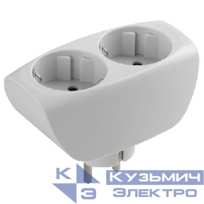 Разветвитель 2-м с заземл. 16А IP20 SP-2e-W защ. шторки бел. Эра C0045528