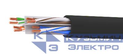Кабель витая пара кат.6A неэкранированный U/UTP 4 пары нг(А)-HF для внеш./внутр. прокладки катушка 305м черн. DKC RN6UUK01UBK