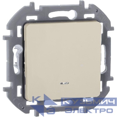 Переключатель 1-кл. Inspiria 10А IP20 250В 10AX с подсветкой/индикацией механизм сл. кость IEK 673661