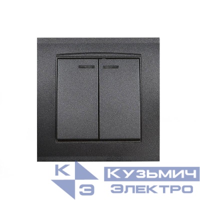 Выключатель 2-кл. СП Бриллиант 10А IP20 с подсветкой в сборе графит Universal 7947410-Gr