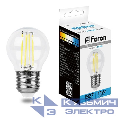 Лампа светодиодная LB-511 11Вт прозрачная 6400К E27 230В FERON 38226