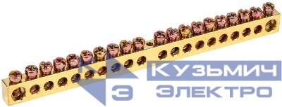 Шина PEN "земля-ноль" 8х12мм 20/1 (20групп/крепеж по центру) IEK YNN20-20-100