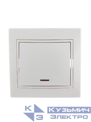 Выключатель 1-кл. СП Mira 10А IP20 с подсветкой с бел. вставкой бел. LEZARD 701-0202-111