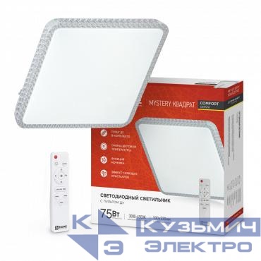 Светильник светодиодный COMFORT MYSTERY КВАДРАТ 75Вт 3000-6500К 6000лм 230В 530х70мм с пультом ДУ IN HOME 4690612041872